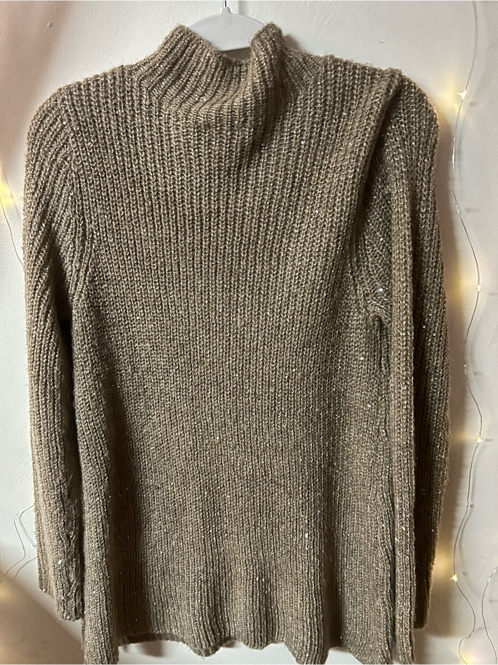 Chico's Metallic Taupe Turtleneck Sweater